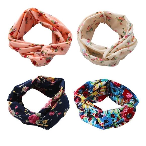 4 Pack Boho Cotton Non-Slip Headbands for Women Girls Yoga Workout Running Knott - Picture 9 of 9